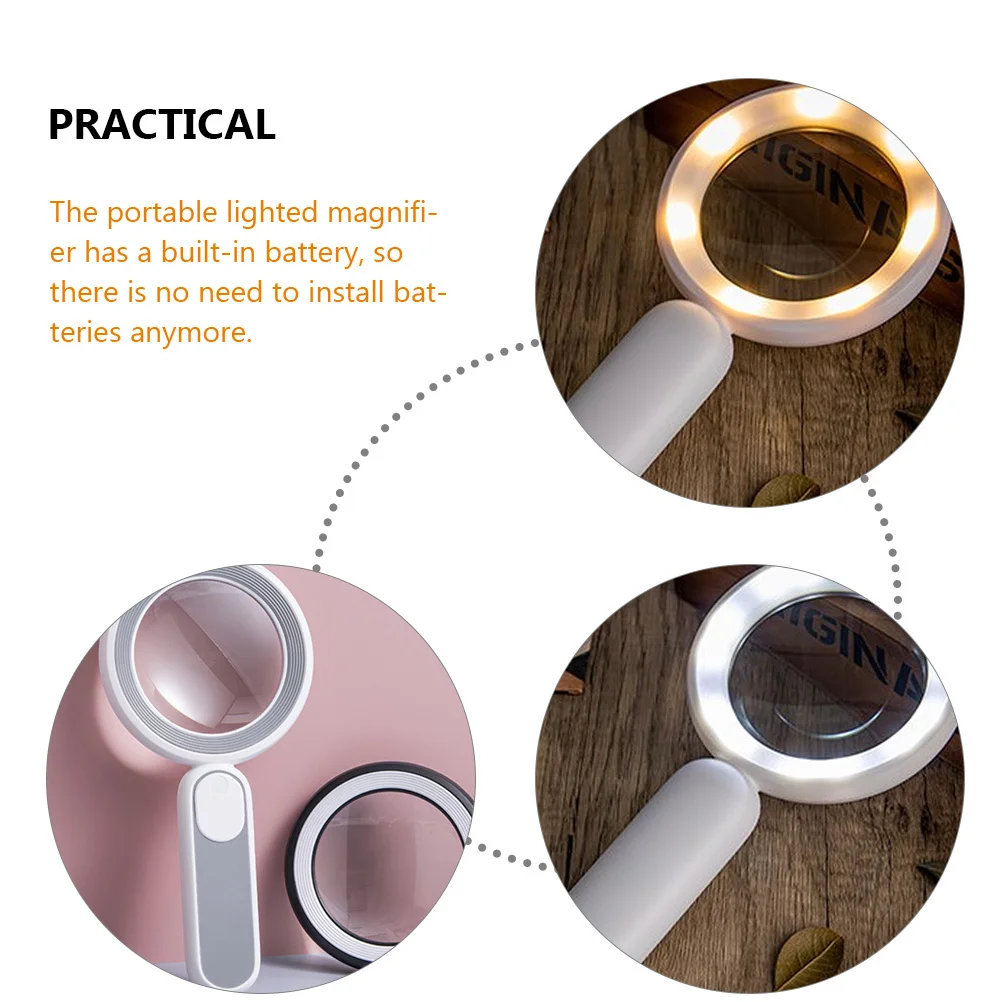 

Lighted Magnifying Glass 21 LED Rechargeable USB Reading Handheld Ergonomic Design Magnifying Glass with Light