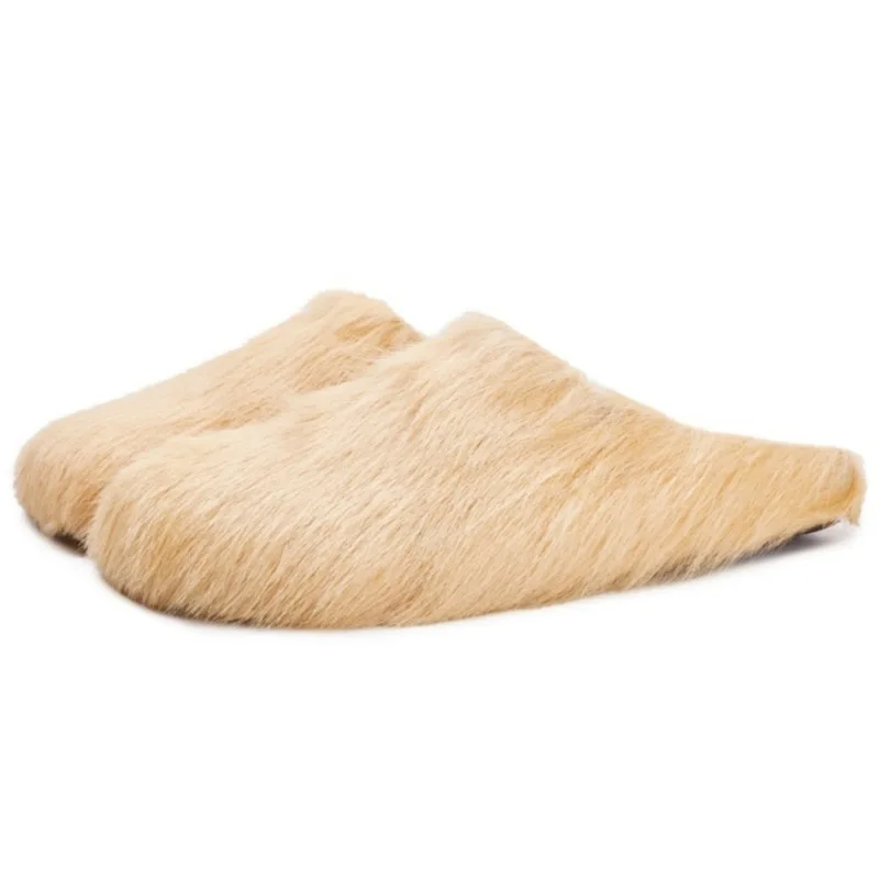 Women Horse Hair Closed Toe Mules Flats Antibacterial Deodorant Soft Cushion Slip On Casual Home Daily Walking Slides F290 view 3