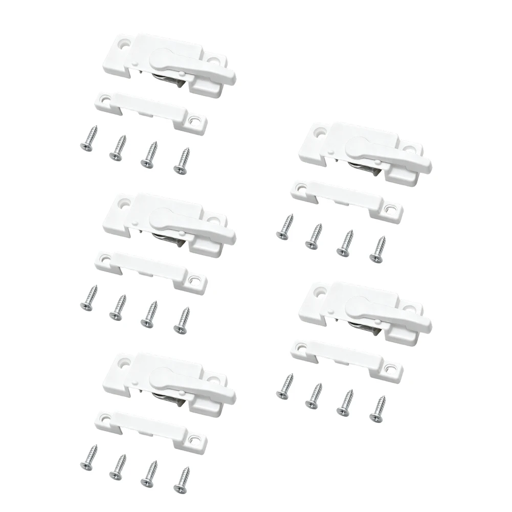 Heavy Sliding Window Lock Set 5-Pack Zinc Alloy Security Latch For Vinyl Aluminum PVC Doors Easily Install White Finish