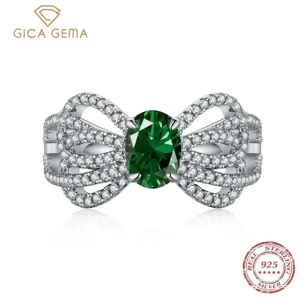 

Gica Gema 100% стерлингового серебра 925 пробы овальный 5*7 мм изумрудно-розовый высокоуглеродистый драгоценный камень свадебные обручальные ювелирные кольца для женщин