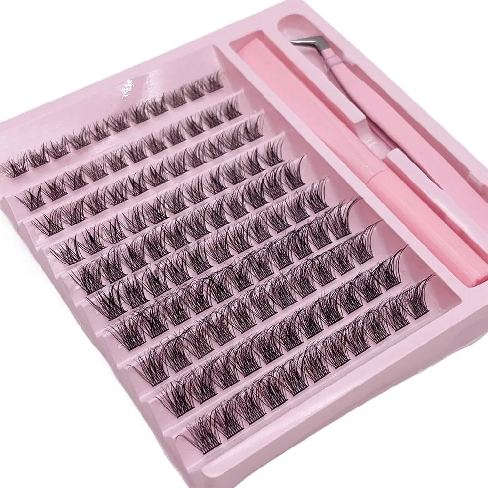 Mixed Length Cluster Lashes Kit with Glue DIY Individual Lashes Fluffy Self Application False Eyelashes Eyelash Extension