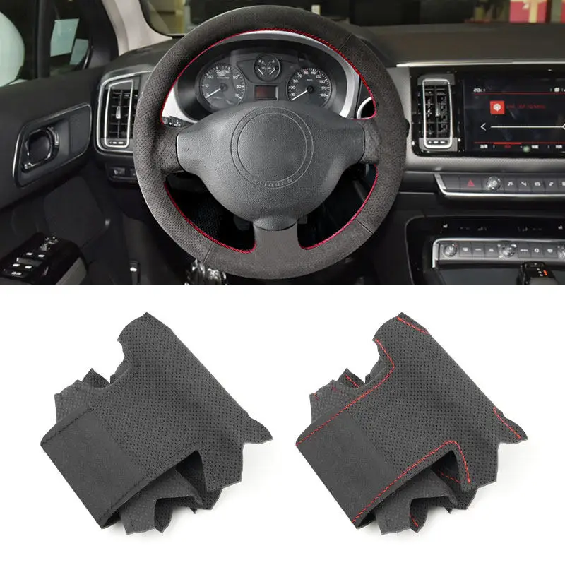 For Citroen Berlingo Jumpy 2009-2016 Toyota Proace 2013-2016 Hand-stitched Suede Leather Car Interior Steering Wheel Cover Trim