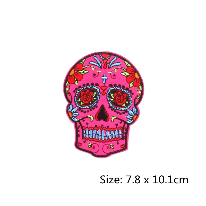 5pcs Iron On Skull Patches Embroidered Clothing Patch DIY Clothes Stickers Sew On Jeans Demin Appliqued Badge Bags Appliques