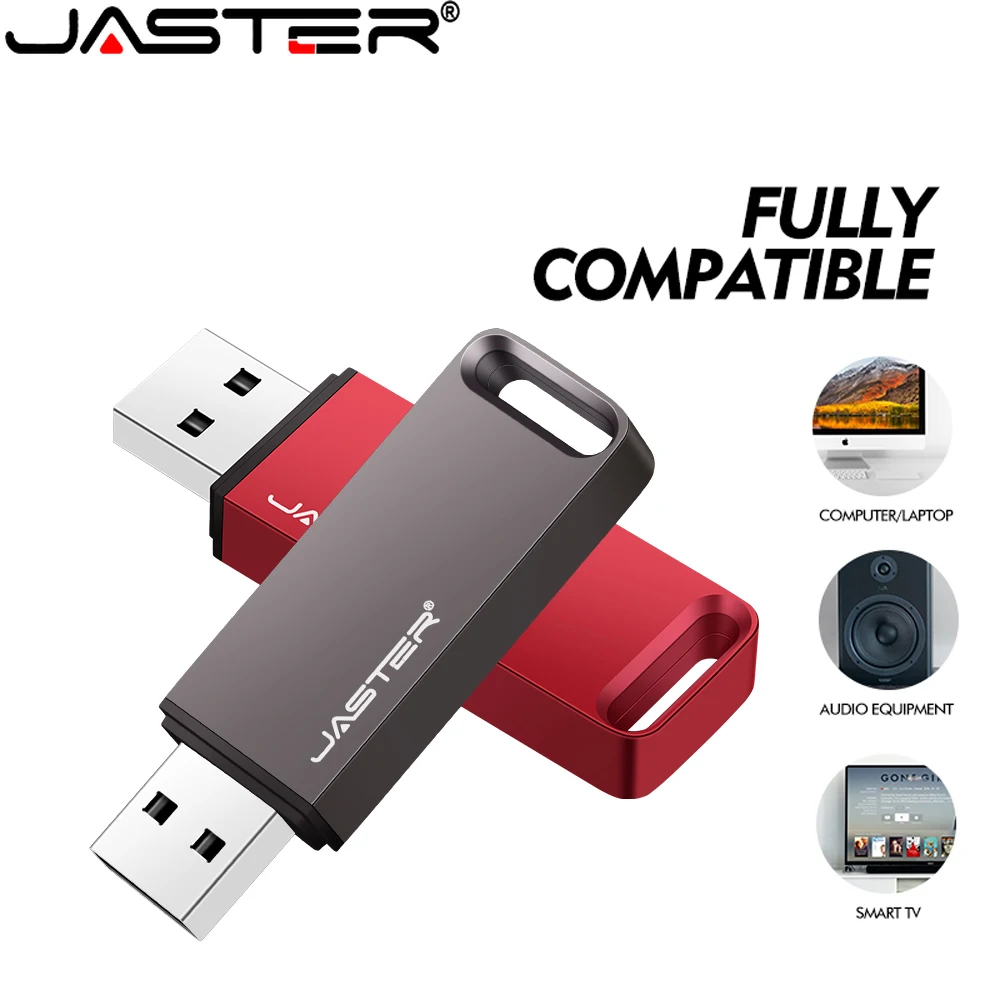 JASTER Red Metal USB Flash Drive 128GB High Speed Pendrive 64GB Free Key Chain Usb Memory 32GB Real Capacity Usb Memoria 16GB