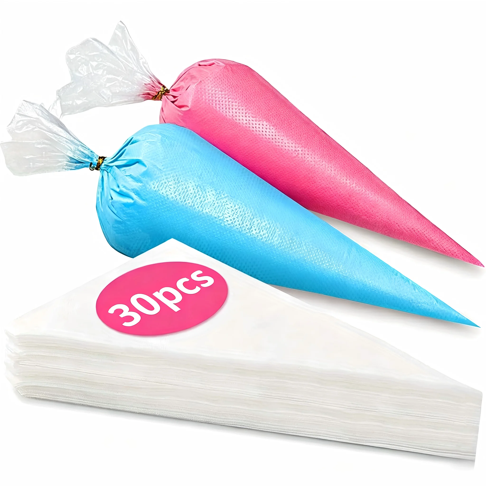 30PCS Disposable Piping Bags Food Grade Transparent Anti-Burst Non-Slip Cake Icing Pastry for DIY Cake Decorating Home Kitchen