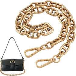 22.2” Vintage Handbag Chain Straps Golden Purse Strap Chunky Metal Chains Flat Chain Strap with Alloy Swivel Clasps for Handbag