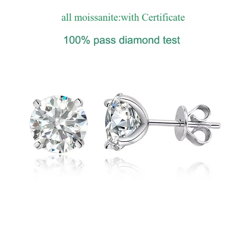 Smyoue Jeweils Moissanite Stud Earrings Silver 4