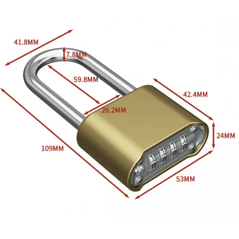 Waterproof 4 Digit Combination Lock 26.5mm Outdoor Padlock for Gym Locker and Fence
