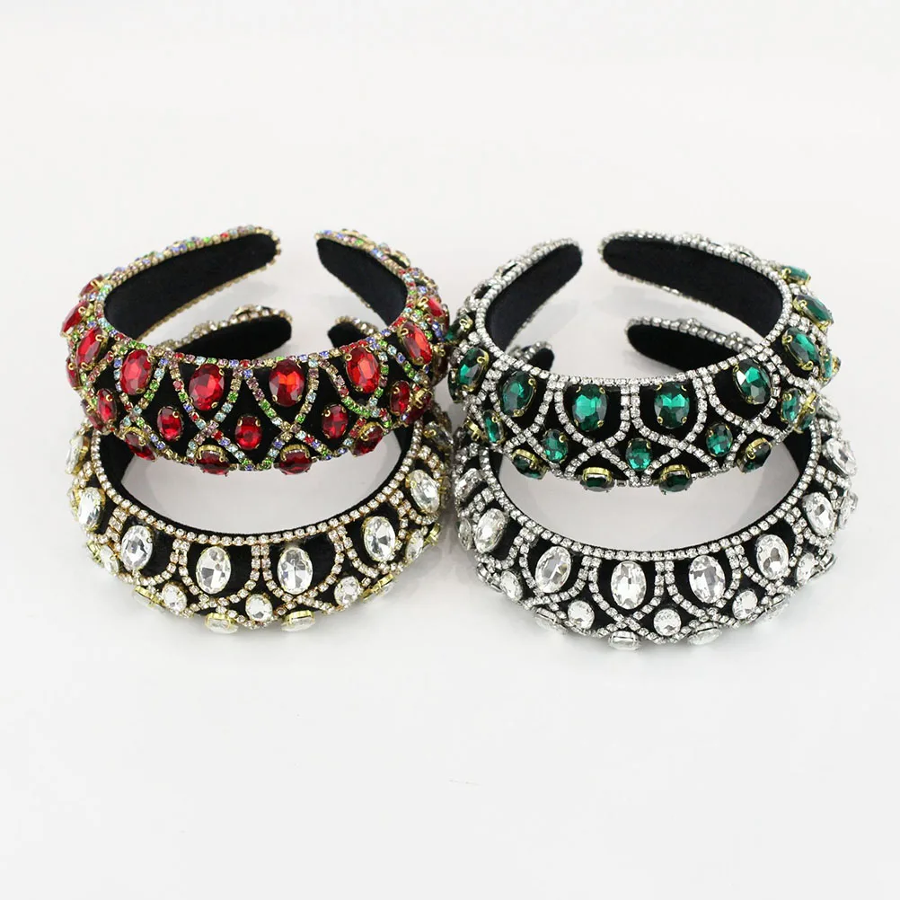 

Rhinestone Headband Hairpin Jewel Wedding Gems Bridal Headpieces Layered Hairband Scarf Bride