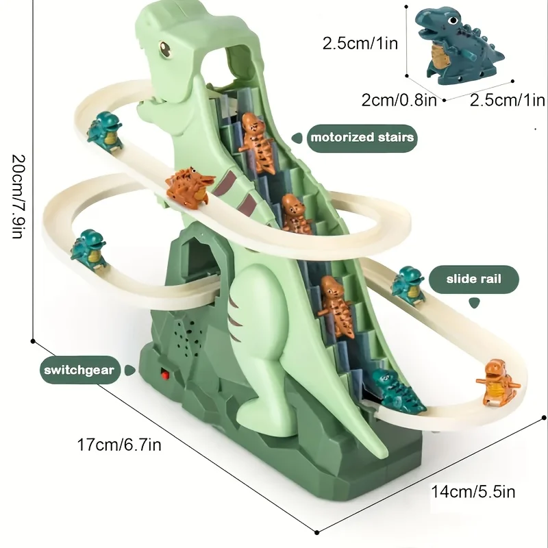 Ensemble de jouets de piste de course de dinosaures électriques pour enfants |   Jeu de voiture sur rail coulissant à assemblage amusant avec lumière et son |   Cadeaux éducatifs STEM