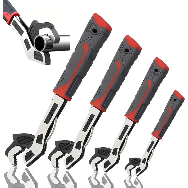 Adjustable Wrench,6”/8”/10”/12”Pipe Wrench, 9/32 to 1-11/16 inch Jaw Open, for Car,Bicycle,Plumbing Repairs