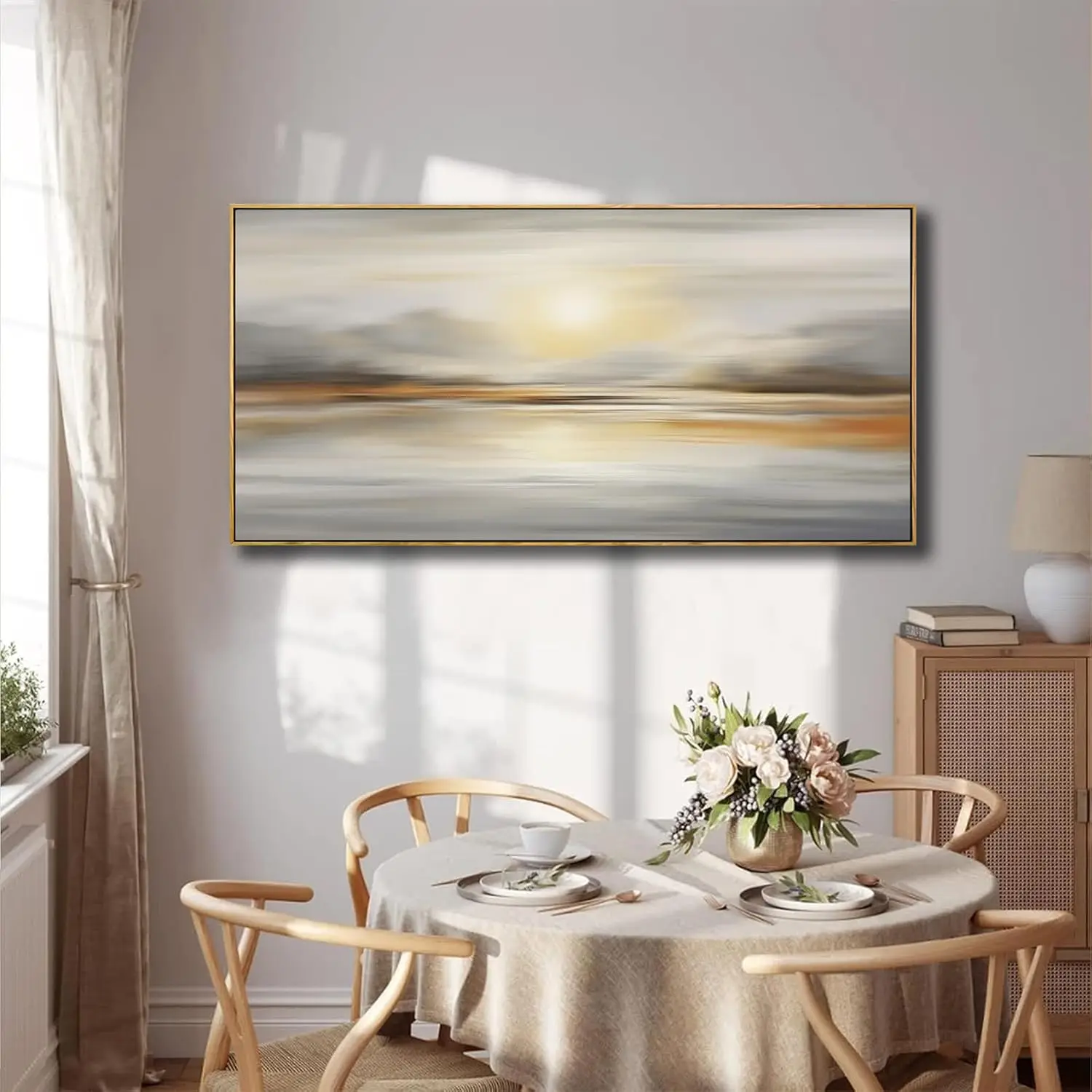 Framed Wall Art Abstract Seascape Canvas Printing Wall Decor Artwork for Living Room Bedroom Dining Room Home Office Decor