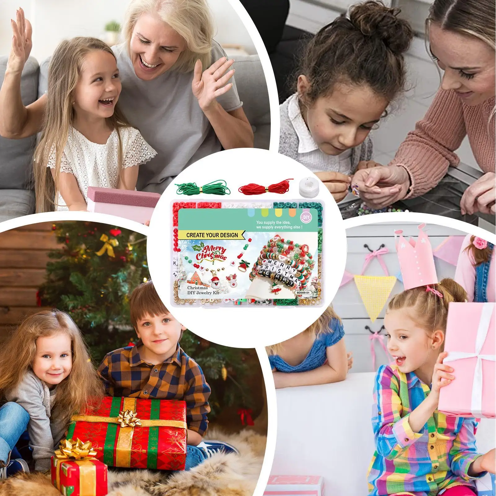 Kerstkralen voor armbanden Leuke Kerstman Handgemaakte Home Decor Kerstknutselsets voor verjaardag Halloween Home Holiday Nieuw