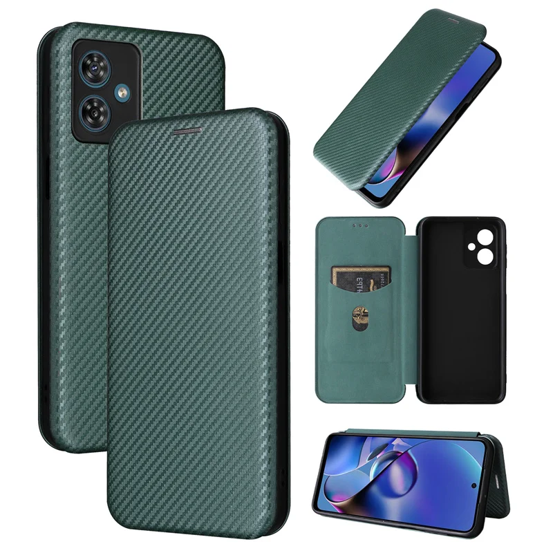 Suitable for Motorola Moto G64Y 5G Simple Carbon Fiber Self-Adhesive phone case Moto G54/G64 5G Flip Magnetic Wallet Case