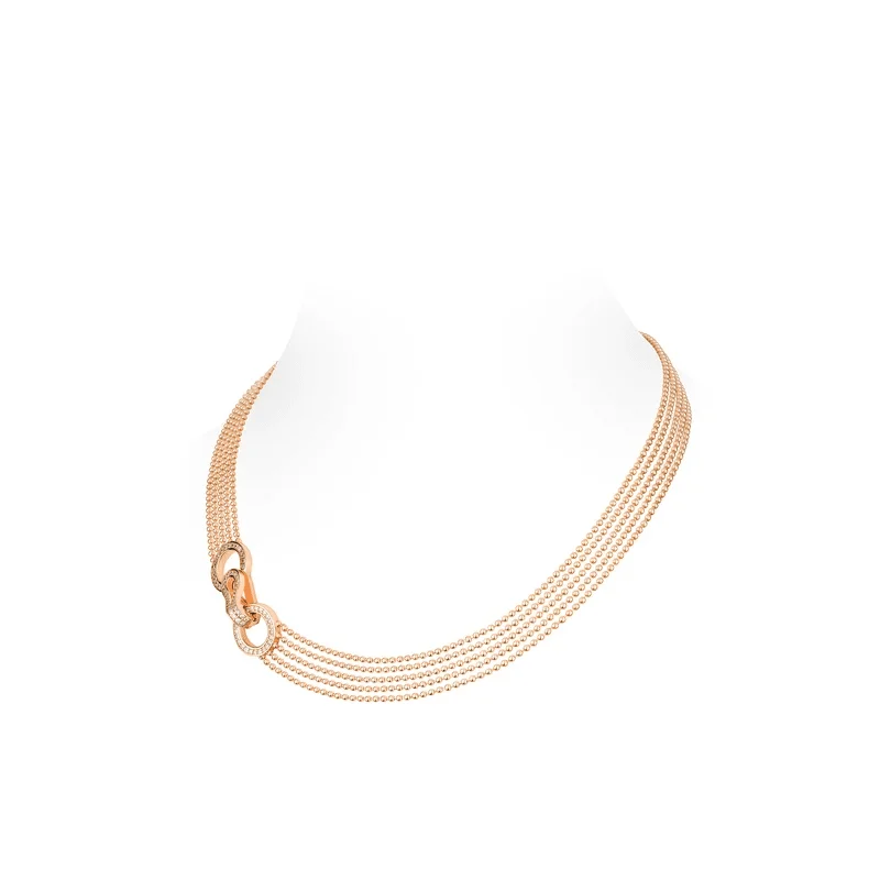 Bellux Luxury Design Fine Jewelry 925 Silver Synthetic Zircon Rose Gold Full Diamond Multi Layer Necklace