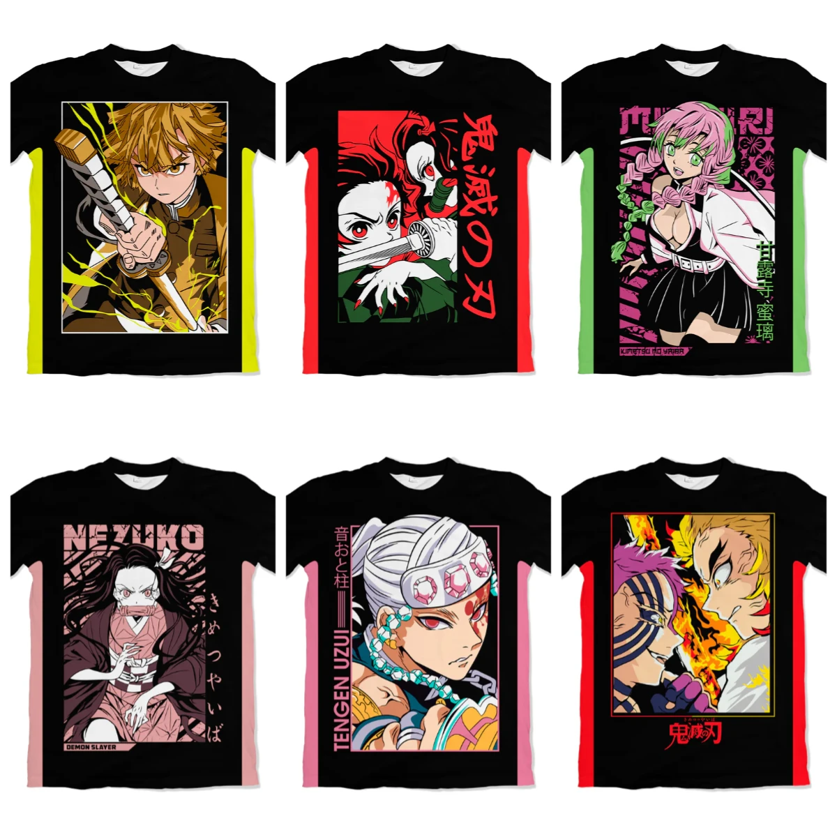 Mehrere 3D-gedruckte Demon Slayer T-Shirts für Erwachsene und Kinder, Trag deine Bindungen am Körper, Shorts für Freunde.