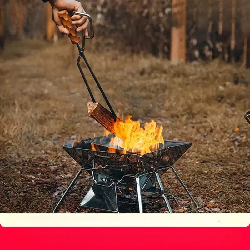 1pcs Barbecue Grill Portable Stacked Steel Campfire Burner Charcoal Firewood Stove