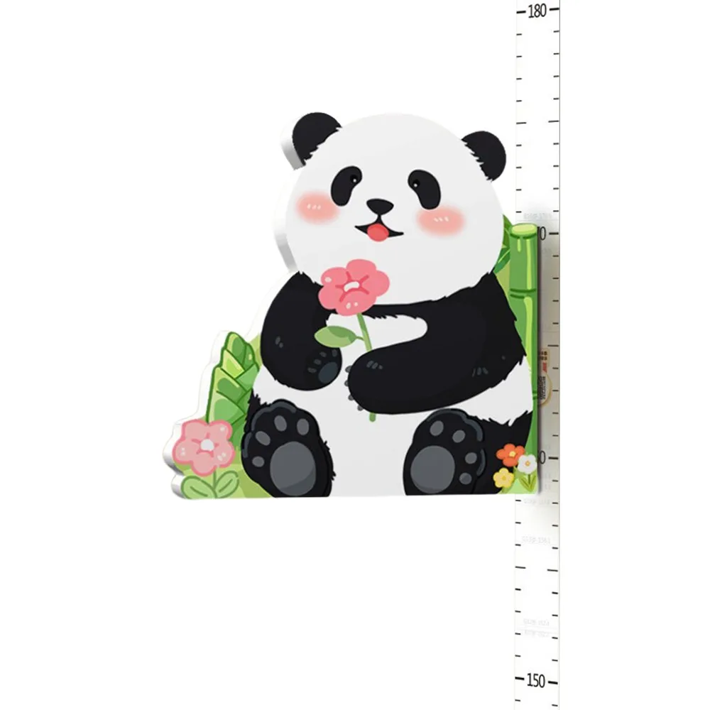 3D Cartoon Dier Kinderhoogteliniaal Zelfklevend Verwijderbare Hoogtemeting Stickers Muurkunst Veelkleurig