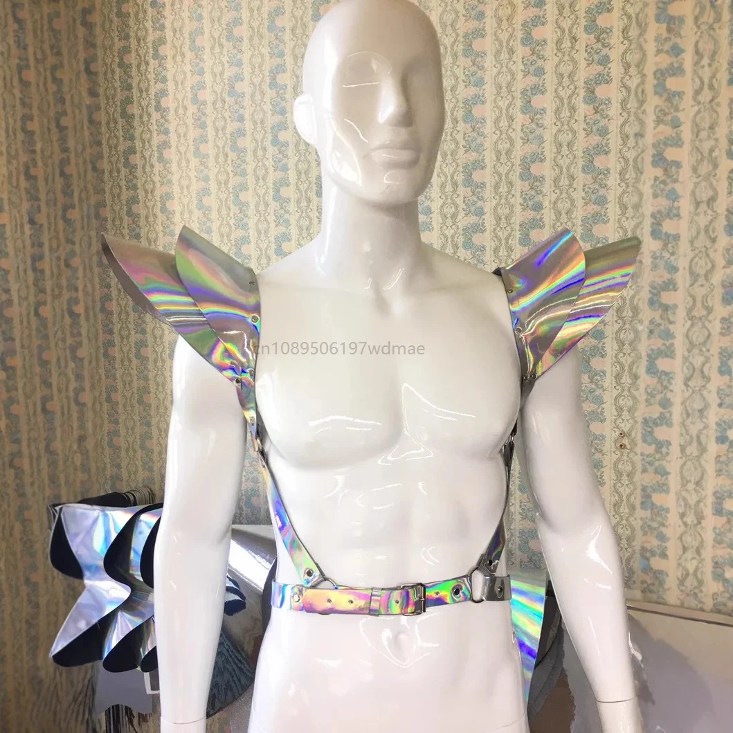 

Pu Leather Cosplay Accessory Dazzling Neck Ring Shoulder Wings Restraint Harness Belt Set Masquerade Party Props