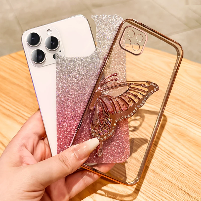 For Samsung Galaxy A22 5G F42 5G Phone Case Samsung A22 5G Case Glitter Butterfly Quicksand Samsung F42 5G Back Cover A 22 5G