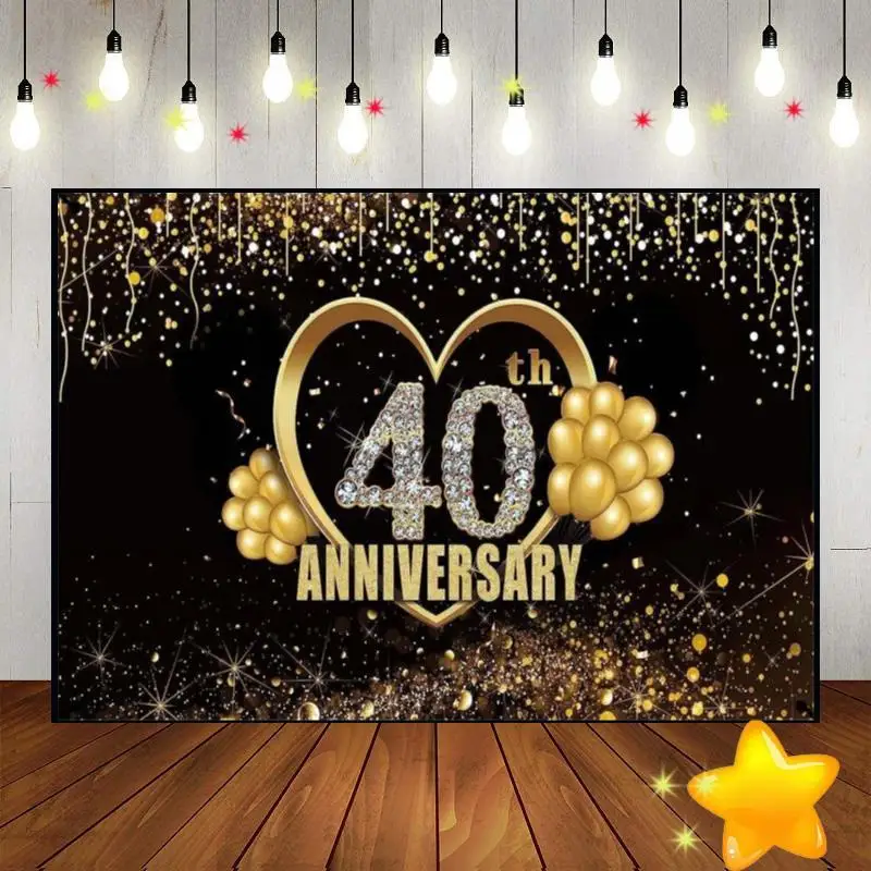 Wedding Anniversary Background Queen Photo Young Black and Gold Photography Backdrops Waterproof Racing Backdrop Lantern Golden