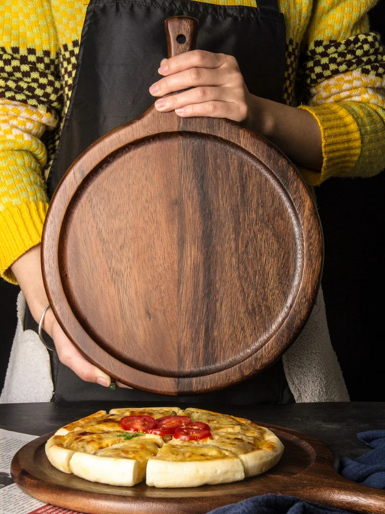 Japanese-Style Steak Plate Frosted Wooden Household Plate Rectangular Cake Western Bread Tableware round Pizza Tray Solid Color