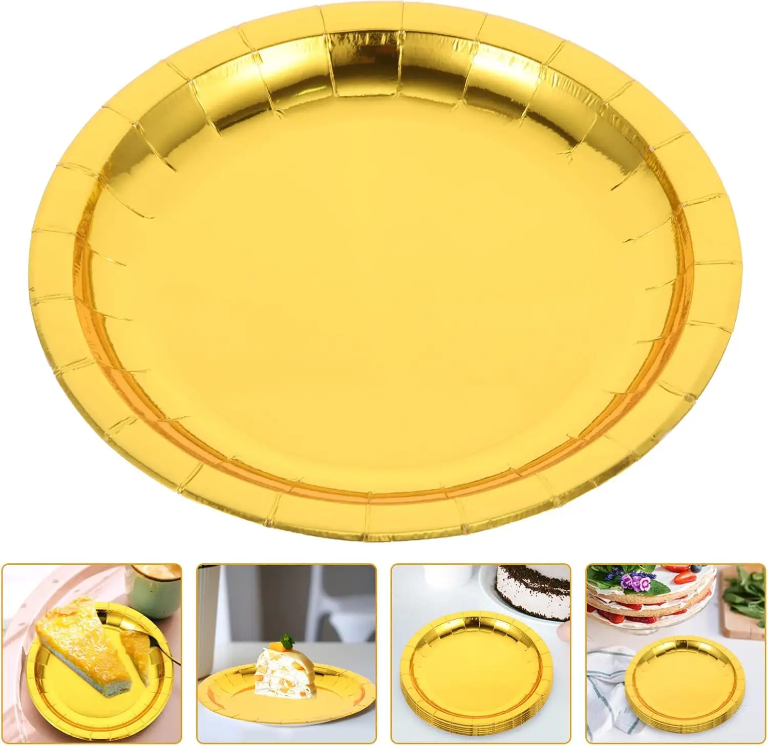 10 people Gold Disposable Paper Plates Cups Straw napkins cakestand Tableware Sets for Adult Kids Birthday Party Supplies