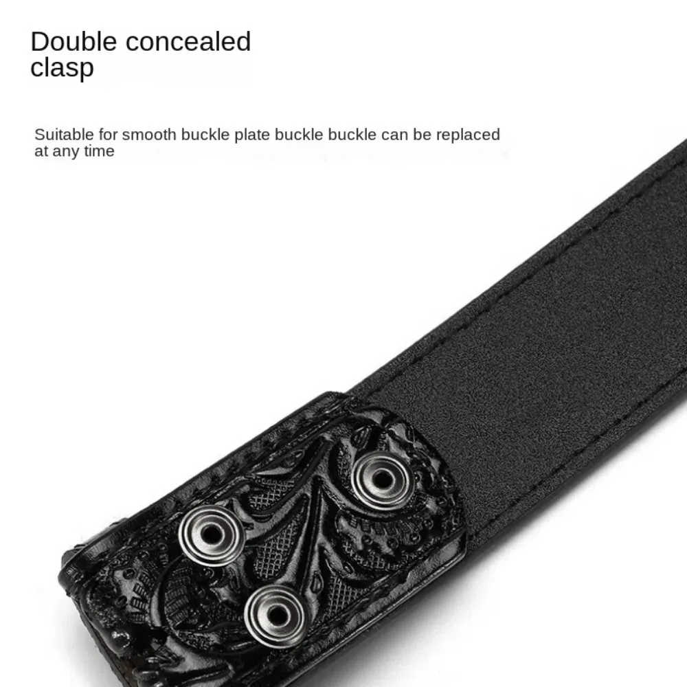 Retro Genuine Leather Embossed Cowhide Belt High Quality Alloy Pin Buckle Belt Two Layer No Buckle Strap Jeans Belt Women Men