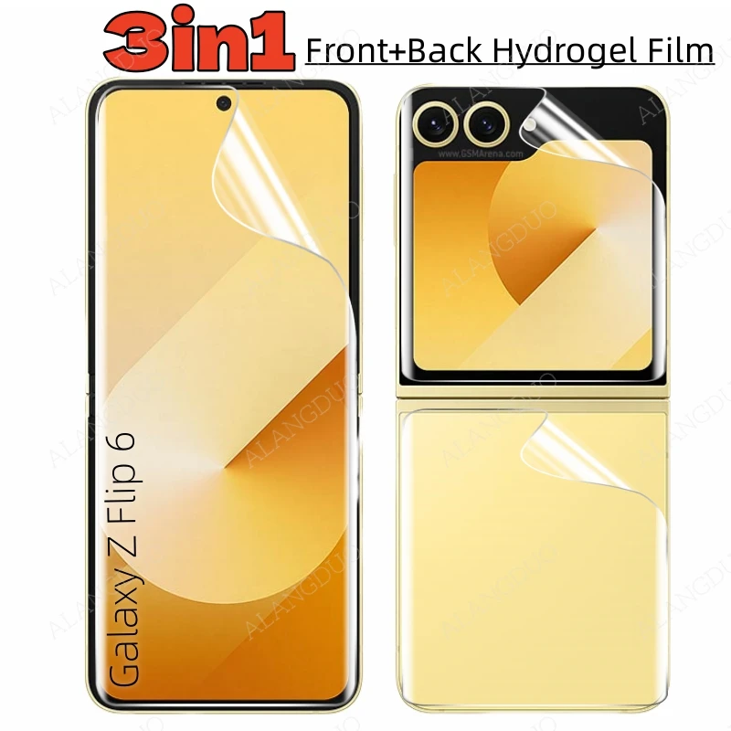 3in1 Front+Back Hydrogel Film For Samsung Galaxy Z Flip 7 6 5 Full Cover Screen Protector For Z Flip6/5/4 Soft Protective Film