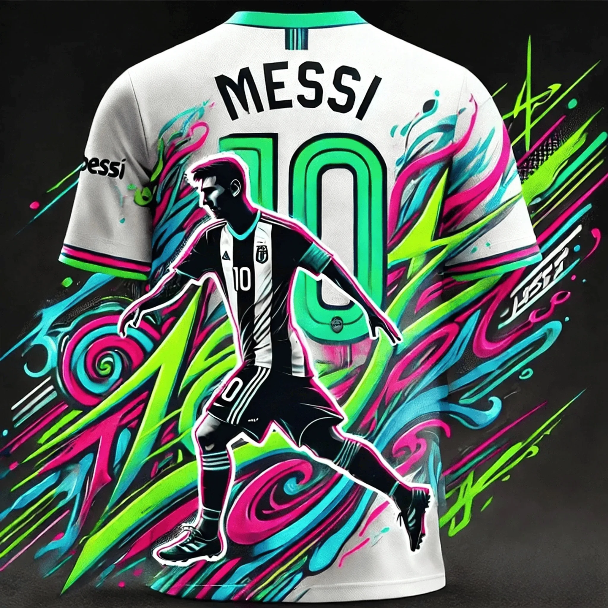 2026 Messi 10 3D-Druck Herren Damen Kinder Graffiti Fußballtrikot T-Shirt Sommer Alltag Sport Atmungsaktiv Lässig Kurzarm