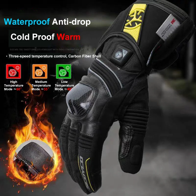 SCOYCO Electric Heated Gloves Winter Touch Screen Motorcycle Guantes Waterproof USB Rechargeable Heating Thermal Anti-fall Luvas