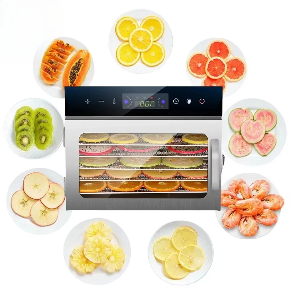 Customized Stainless Steel High Efficiency Food Dehydrator 6 Trays Touchscreen Fruit Vegetable Meat Seafood Dryer