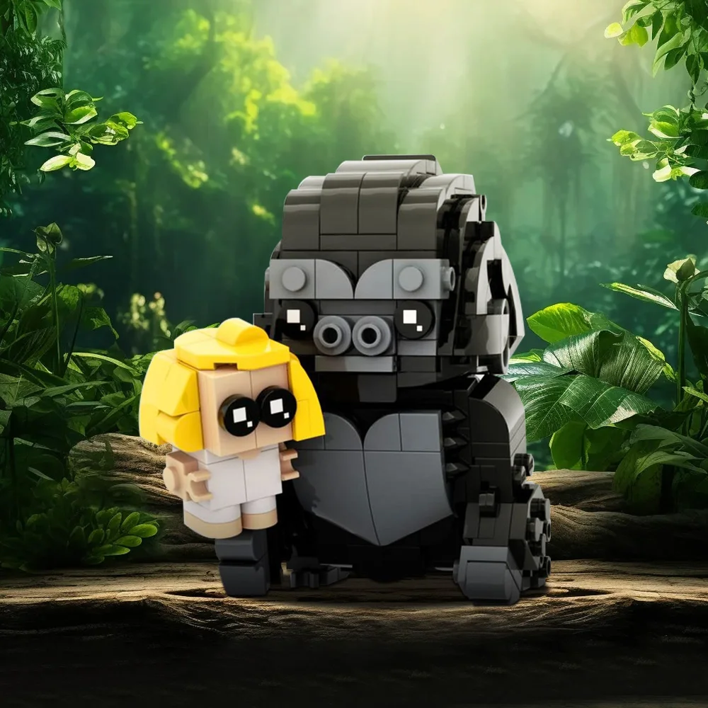 

MOC Gorilla Brickheadz Model Building Block Cute Girl Jungle Monster King of Beasts Action Figure Assembled Brick Toy Gift