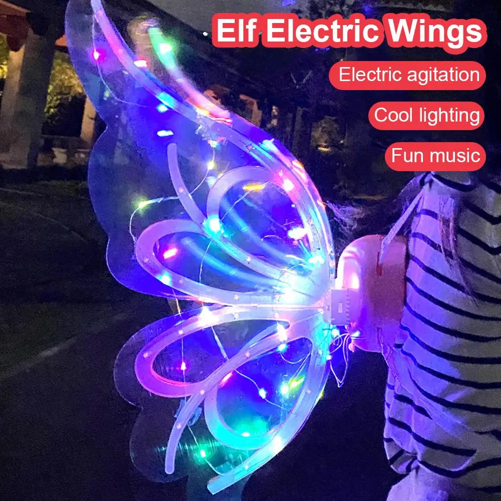 Children\'s Glowing Electric Butterfly Wing Halloween Butterfly Wings Toy Elf Angel Moving Gift Music Girl Luminous Fairy To B3W1