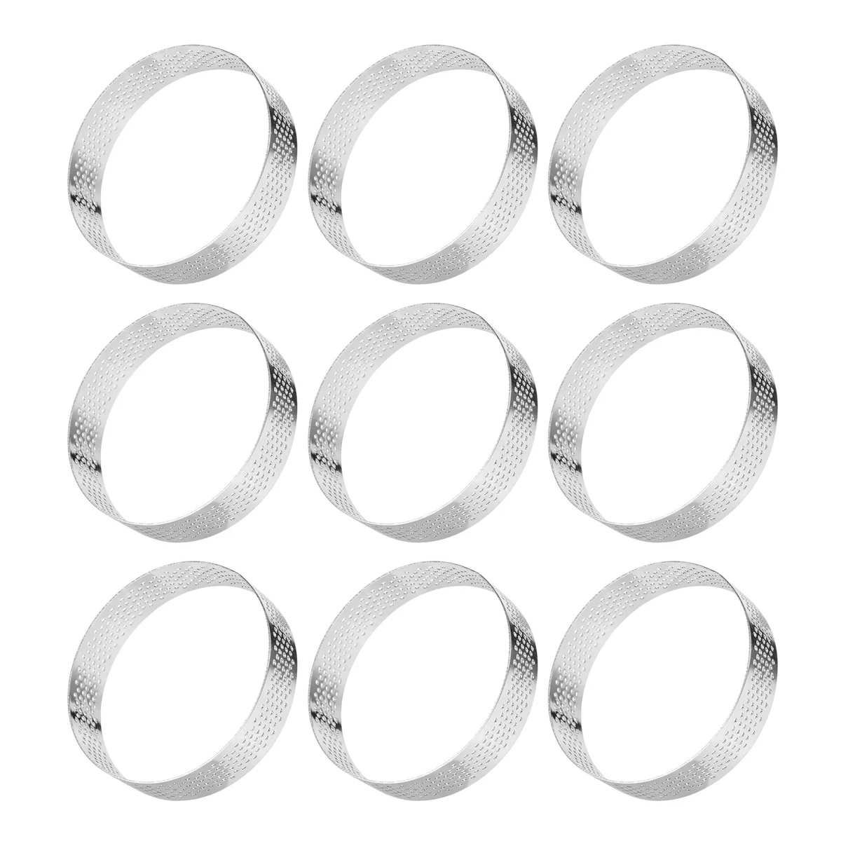 10 Pcs Circular Stainless Steel Tart Ring Tower Pie Cake Mould Baking Tools Perforated Cake Mousse Ring,8cm HY