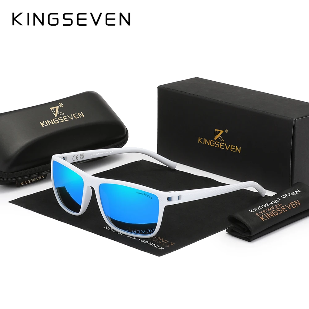 KINGSEVEN Neue polarisierte Sonnenbrille für Damen, klassisch, quadratischer Rahmen, Sonnenbrille für Herren, Outdoor-Reisen, 755 3