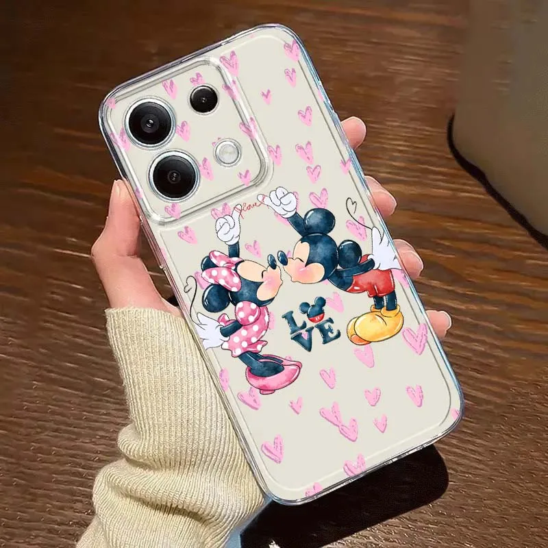 

Pink Love Mickey Minnie For Xiaomi Redmi 10 11 K30 K40 K50 K60 K70 Pro Prime Plus Ultra Zoom 5G TPU Transparent Phone Case