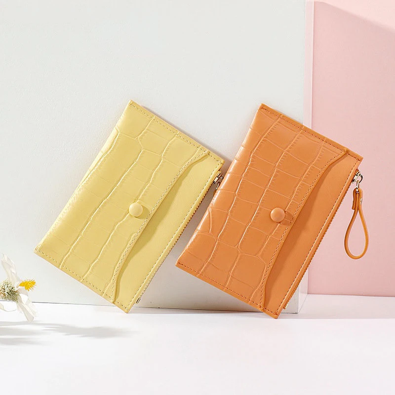 Women's Fashion Pattern Solid Color Zipper Thin Wallet Coin Wallet Card Bag