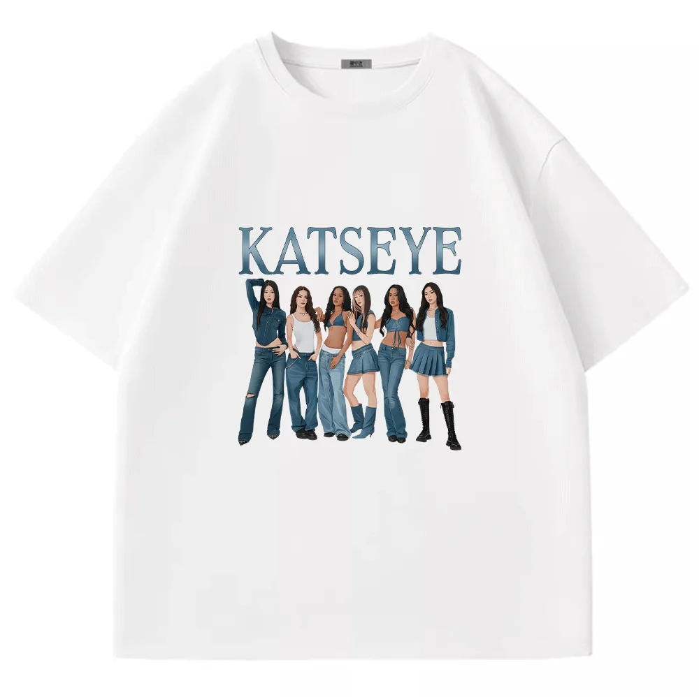 

KATSEYE E58 Women Men Kids Family Matching T Shirt Casual Fashion Girl Group Print Short Sleeve Tops Summer Cotton Tee