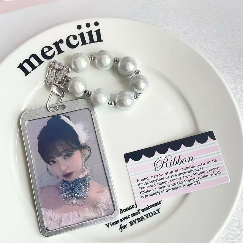 Silver Gray Photocard Display Holder Keychain Photo Card Holder Card Protective Sleeves Transparent Card Holder Pendant Gifts