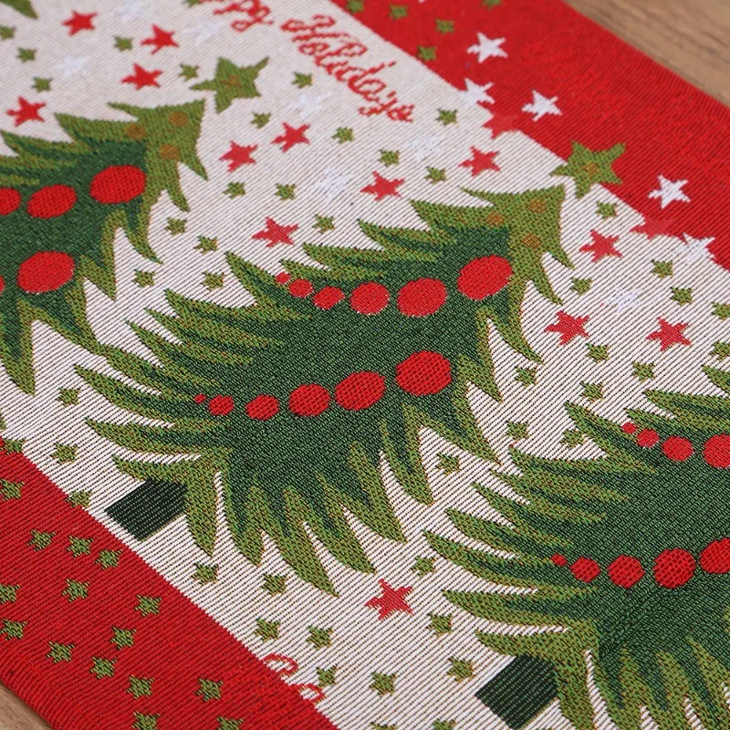 2024 Christmas Table Flag Christmas Tree Table Flag Color Weaving Jacquard Tablecloth Decoration