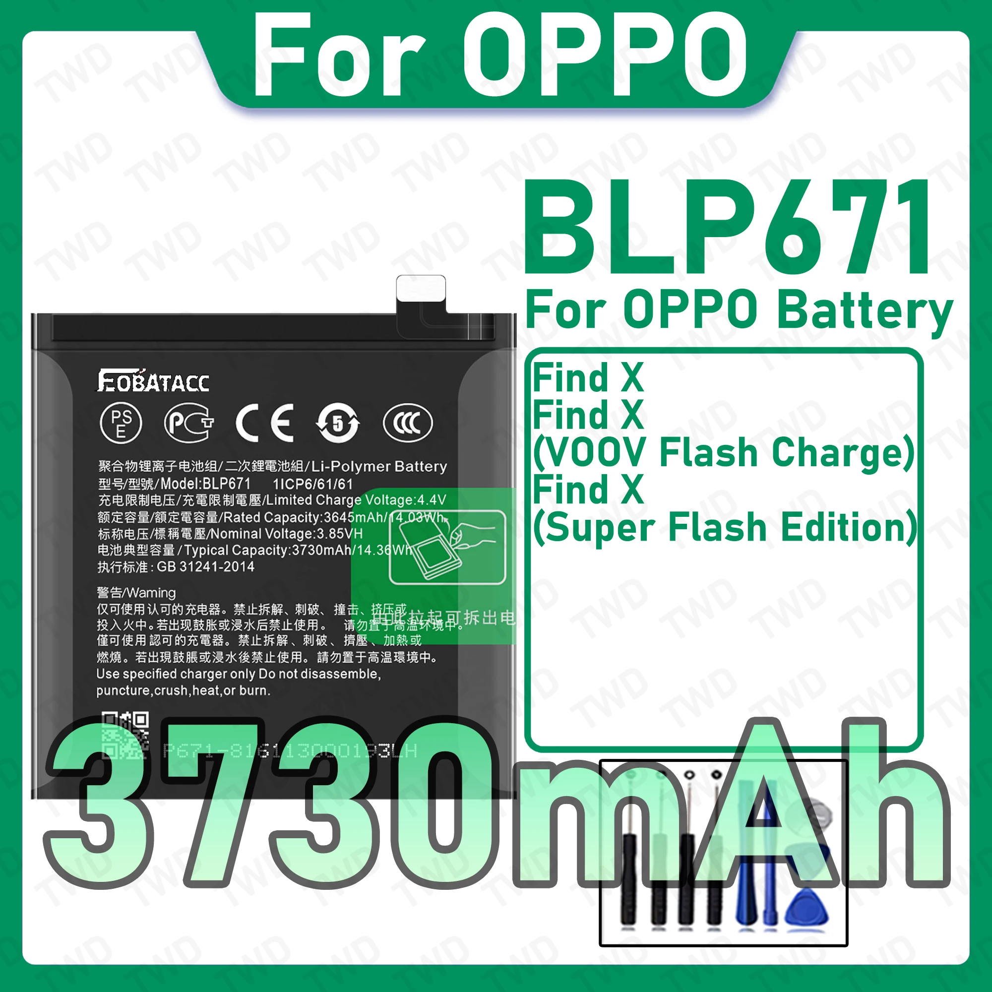 New High Quality Safe Durable BLP671 Battery For OPPO Find X Replacement Long Lasting+Free Tools