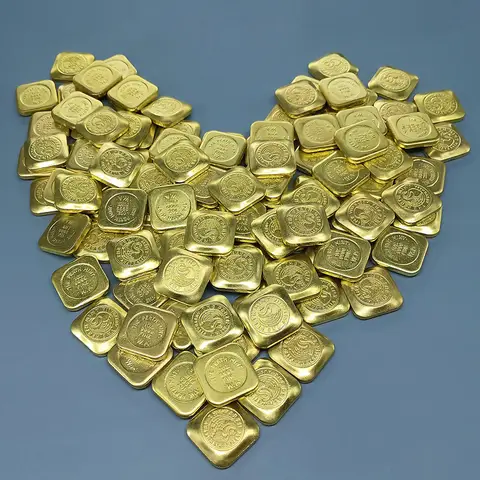 Australia Mini Perth Mint Themed Replica Gold Ingot Square Embossed Gold Plated Decorative Prop Hobby Collection Coin