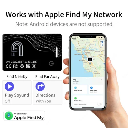 Imagen 2 del producto Cartera de carga inalámbrica ultrafina, rastreador GPS Bluetooth, etiqueta inteligente, funciona con Apple Find My Location, buscador de billetera para IOS