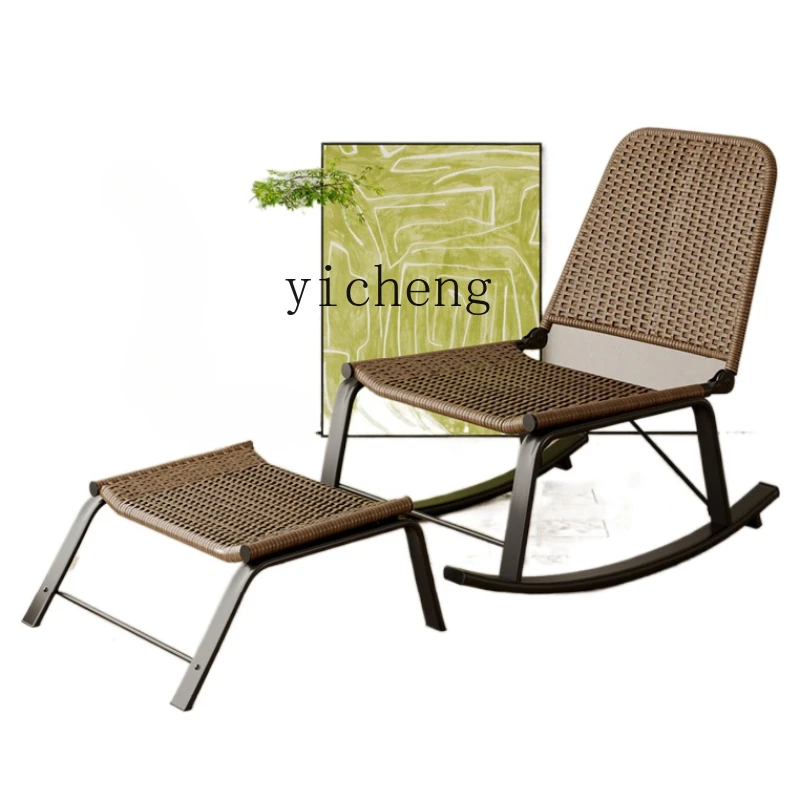 

ZC Summer Lazy Rocking Chair Home Rattan Chair Leisure Leisure Leisure Chair Living Room Folding Rattan Recliner