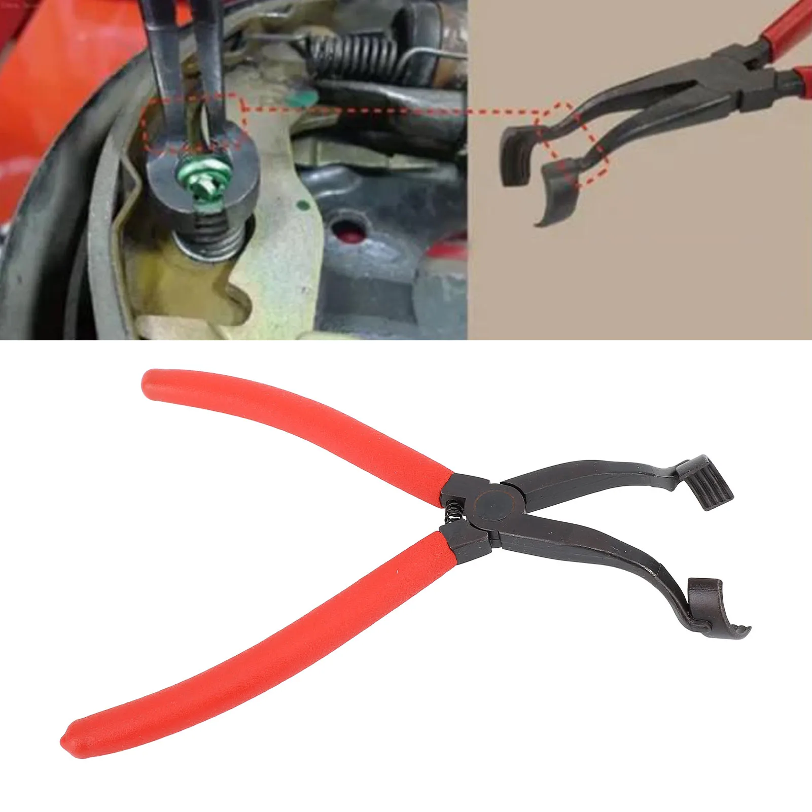 Drum Brake Hold Down Spring Pliers High Strength Drum Brake Spring Clamp Improved Performance Curved Neck for Drum Brakes