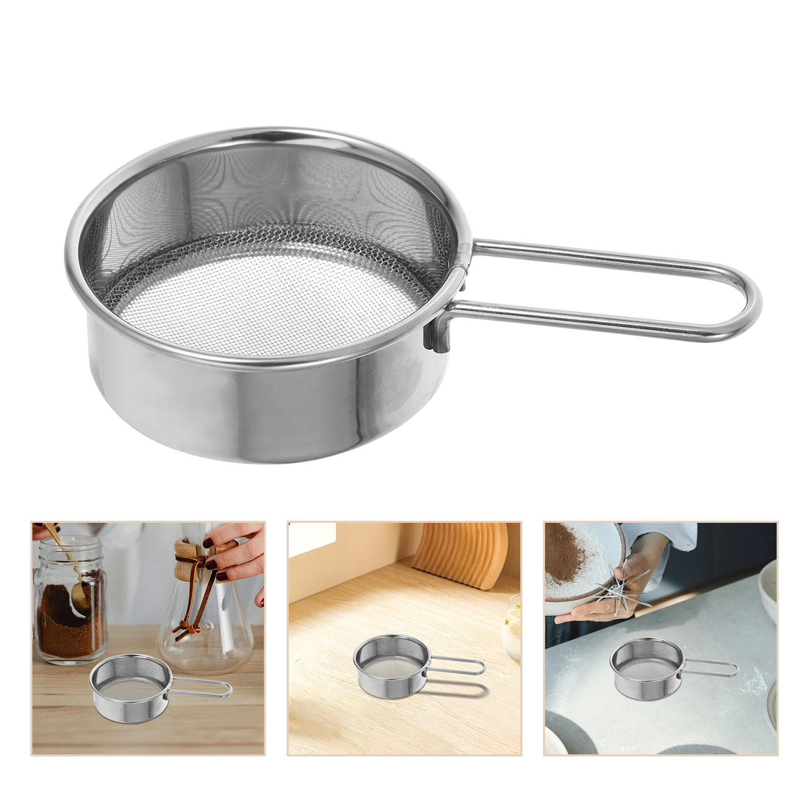 

Flour Filter Sieve Sifter for Baking Strainers Fine Mesh Duster Stainless Steel