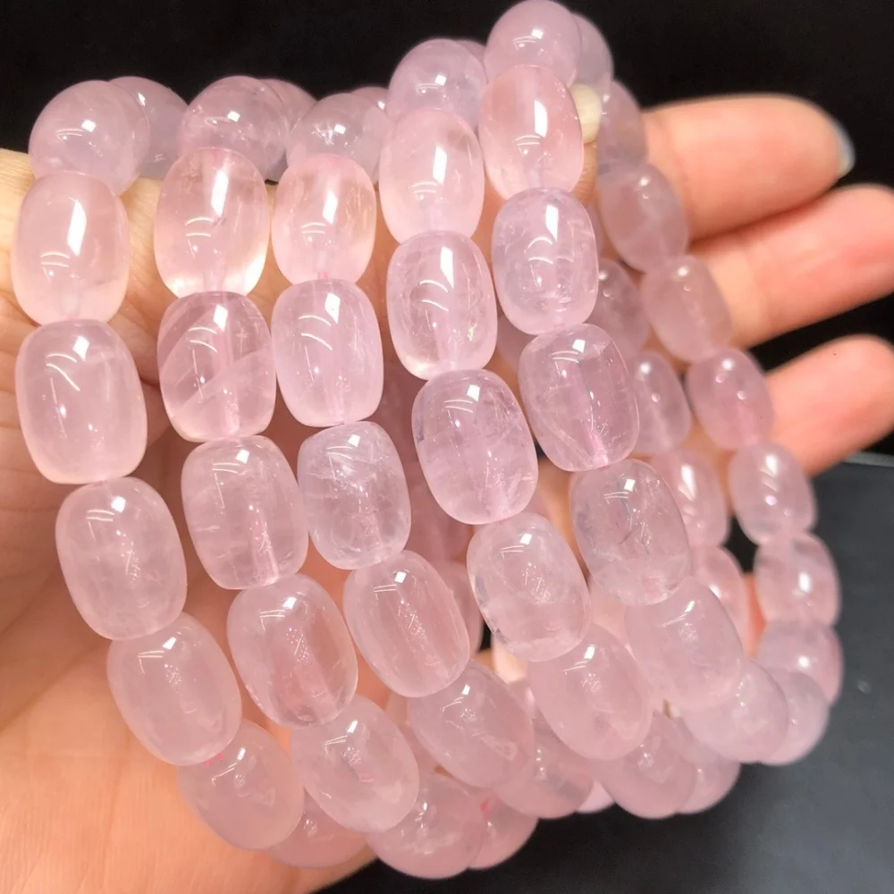 8×11mm Natural Rose Quartz Bead Bracelet Fashion Gemstone Jewelry Women Healing Bohemia Holiday Gift 1PCS