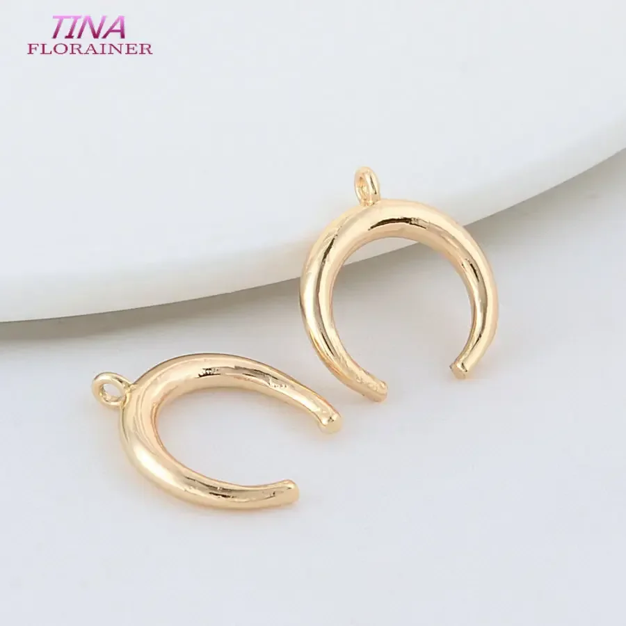 6PCS 15*17MM 14K Gold Color Brass Moon Charms Pendants Jewelry Making Supplies Diy Necklaces Bracelet Findings Accessories