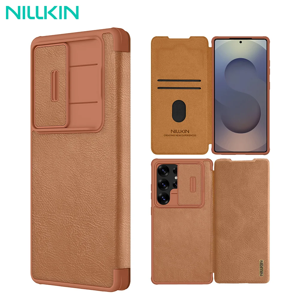 

NILLKIN For Samsung Galaxy S25 Ultra Case Leather Qin Leather Case Sliding Camera Protection For Samsung S25/S25 Plus Flip Cover